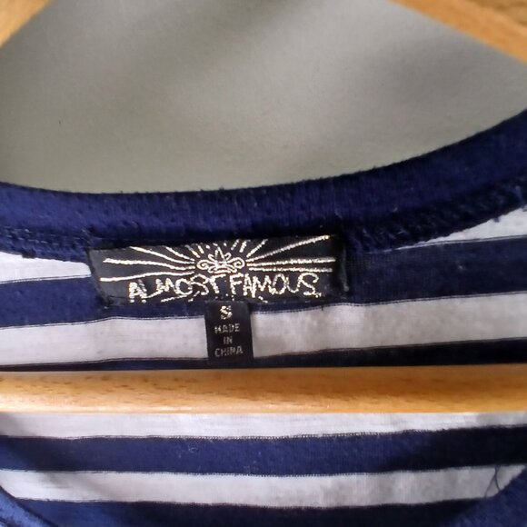 UGC Almost Famous Navy and white stripe with lace 3/4 sleeve sz sm - Picture 10 of 11